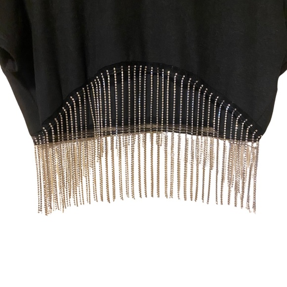 🌟2 FOR $25🌟 Julia by Love J Black Crop Rhinestone Tee Women’s Size Large. - Picture 5 of 9